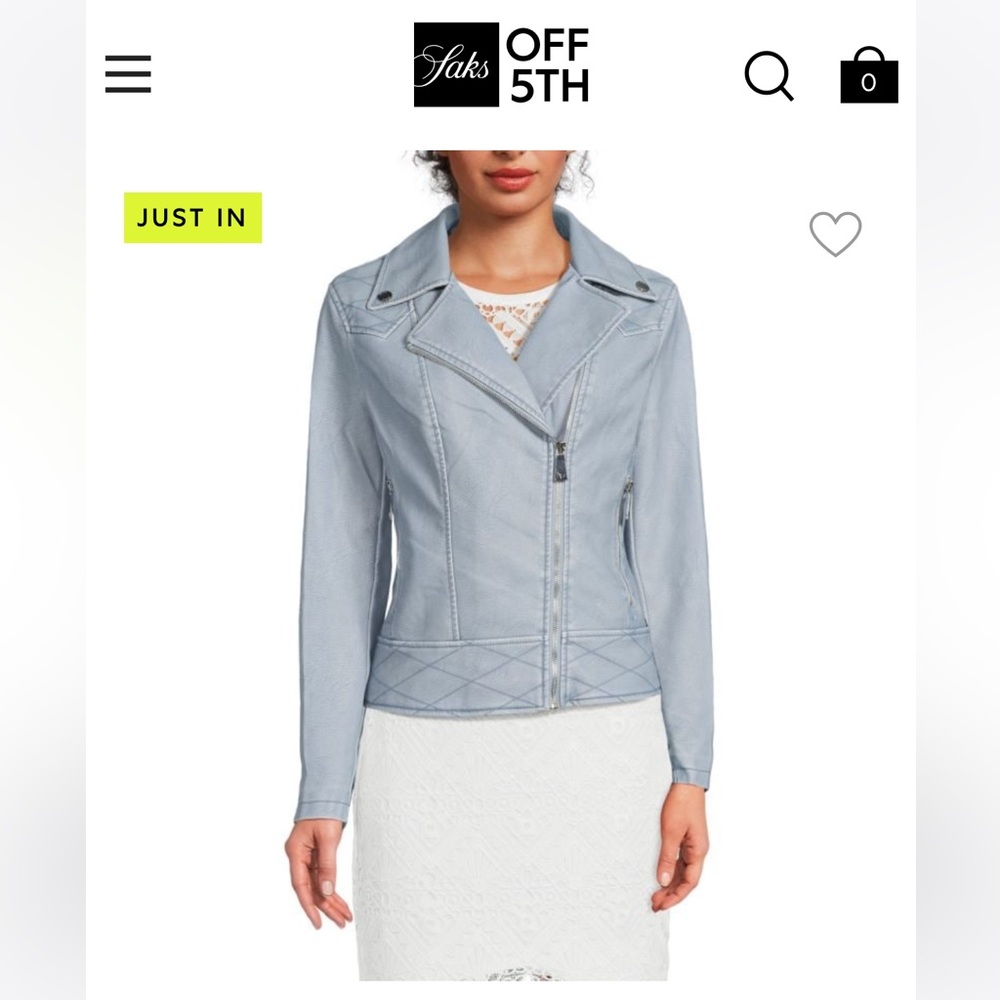 Guess Ivonne Coated Biker Jacket in Aerial Blue
